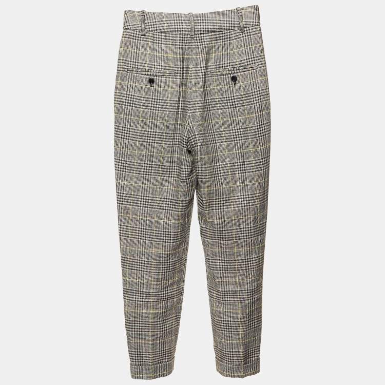 Pre Owned Isabel Marant Multicolor Checked Linen Blend Trousers S