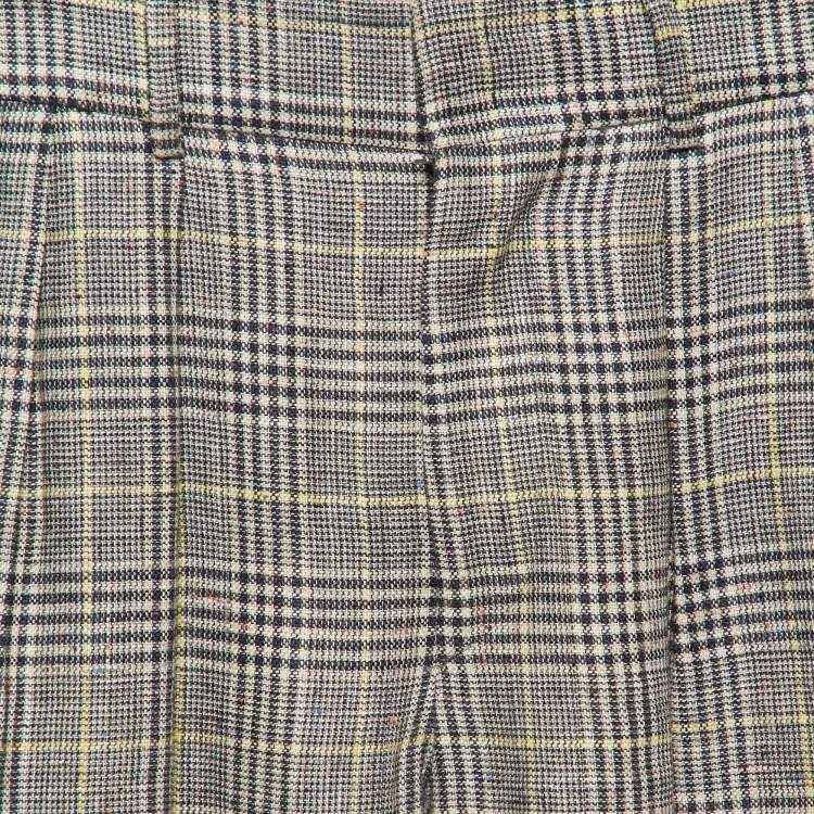 Pre Owned Isabel Marant Multicolor Checked Linen Blend Trousers S