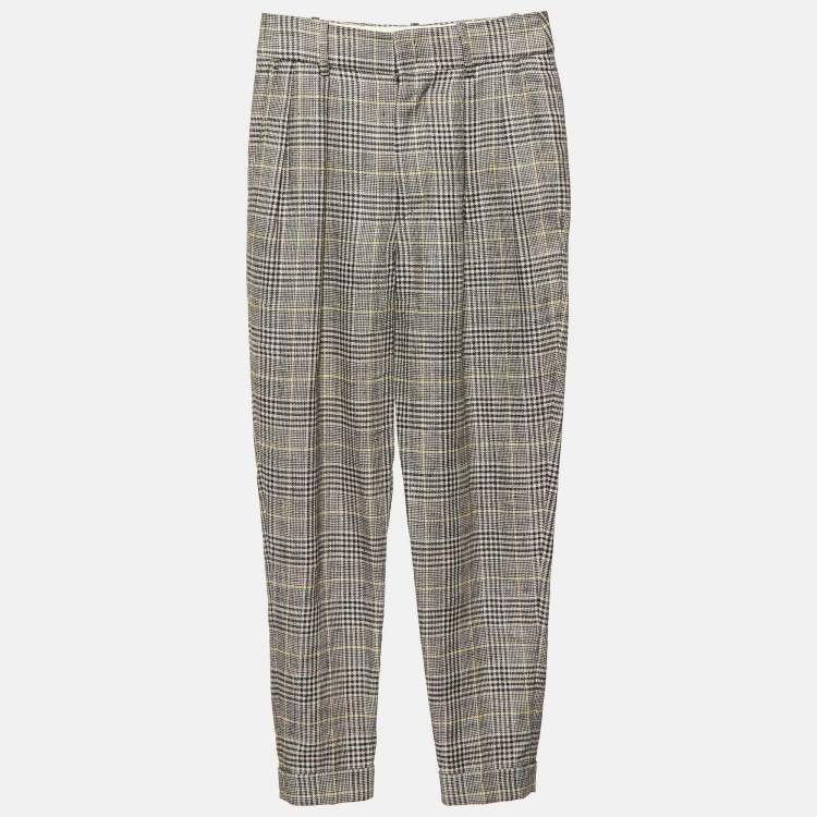 Pre Owned Isabel Marant Multicolor Checked Linen Blend Trousers S