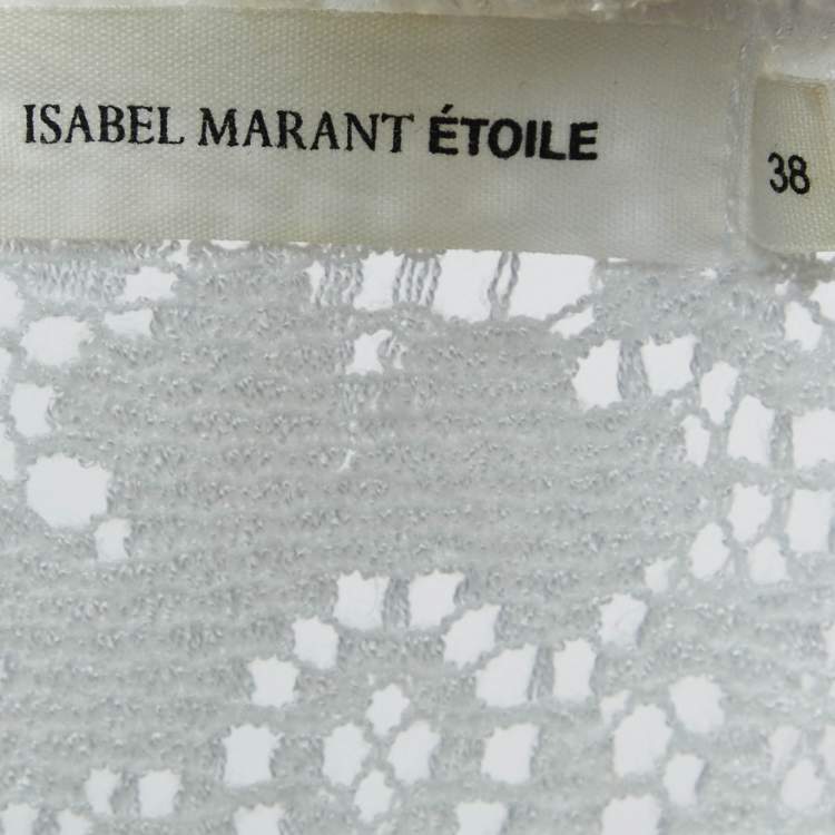 Pre Owned Isabel Marant White Patterned Lace Sleeveless Top M