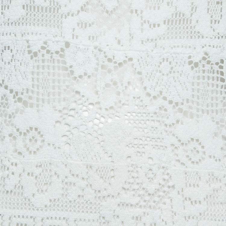 Pre Owned Isabel Marant White Patterned Lace Sleeveless Top M