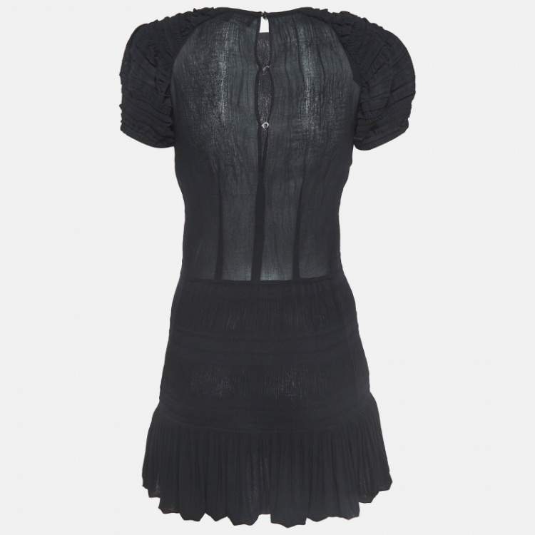 Pre Owned Isabel Marant Black Crinkled Stretch Crepe Mini Dress S