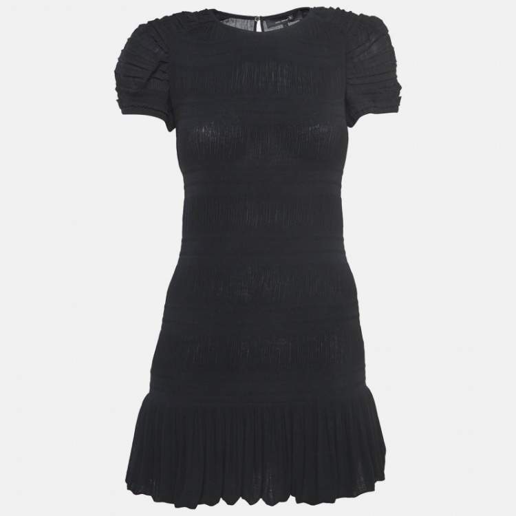 Pre Owned Isabel Marant Black Crinkled Stretch Crepe Mini Dress S