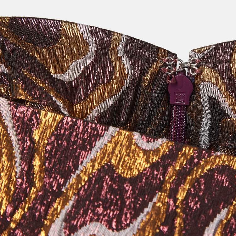 Pre Owned Isabel Marant Metallic Patterned Lurex Ruched Top S