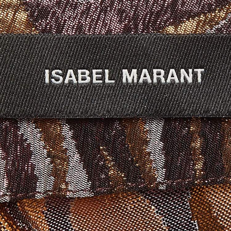 Pre Owned Isabel Marant Metallic Patterned Lurex Ruched Top S