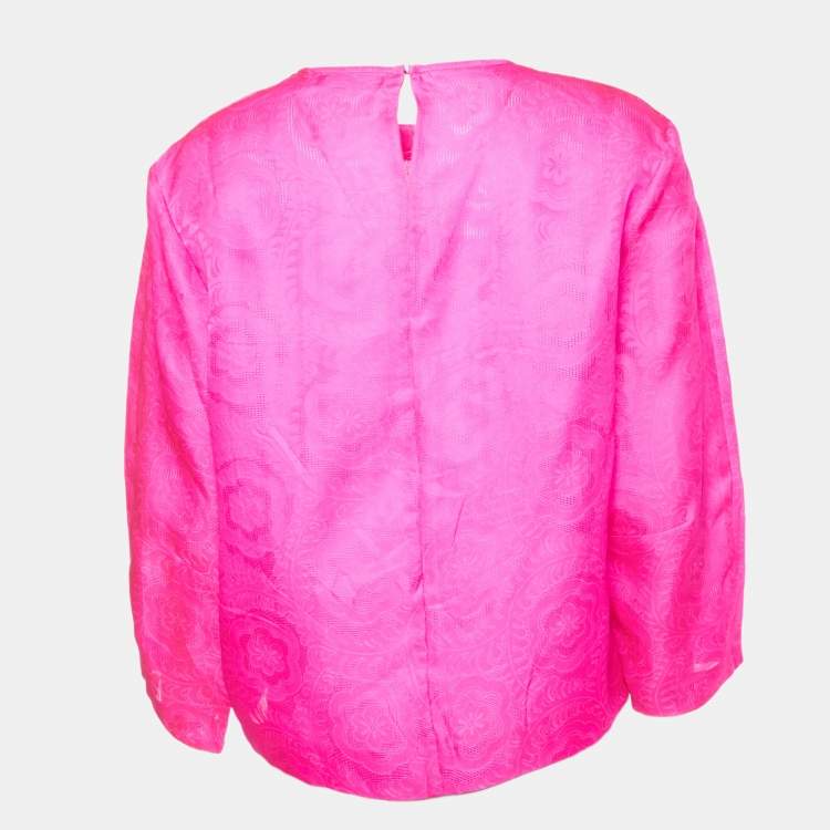 Pre Owned Isabel Marant Fuchsia Pink Floral Silk Jacquard Blouse M