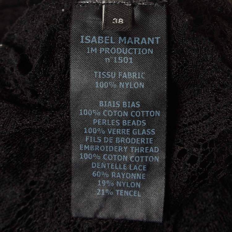 Pre Owned Isabel Marant Black Patterned Lace Top and Skirt Set S/M