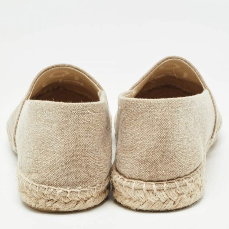 Pre Owned Isabel Marant Beige Canvas Espadrille Flats Size 39