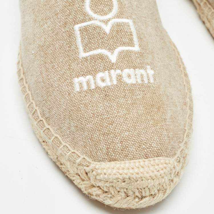 Pre Owned Isabel Marant Beige Canvas Espadrille Flats Size 39