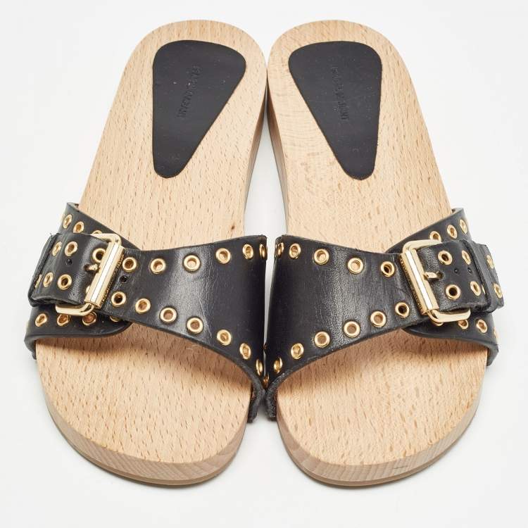 Pre Owned Isabel Marant Black Leather Jaso Slip On Sandals Size 36