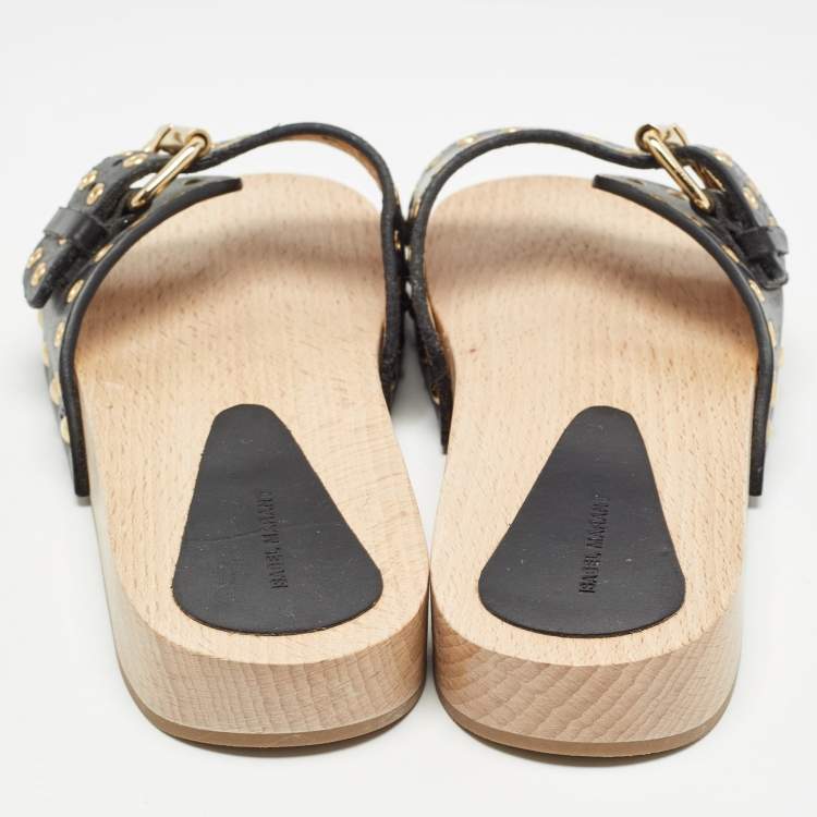 Pre Owned Isabel Marant Black Leather Jaso Slip On Sandals Size 36