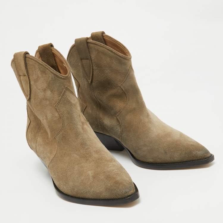 Pre Owned Isabel Marant Grey Suede Ankle Length Boots Size 41