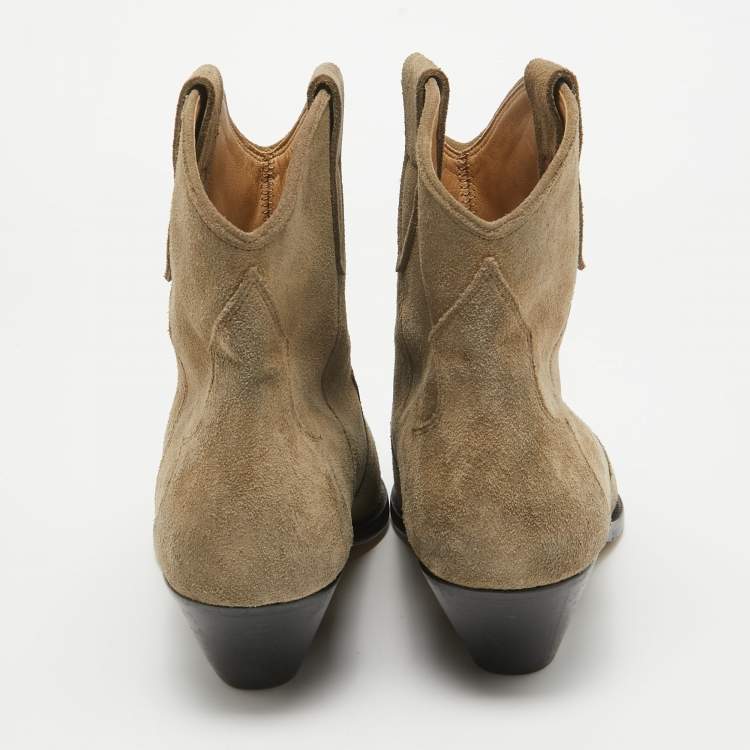 Pre Owned Isabel Marant Grey Suede Ankle Length Boots Size 41