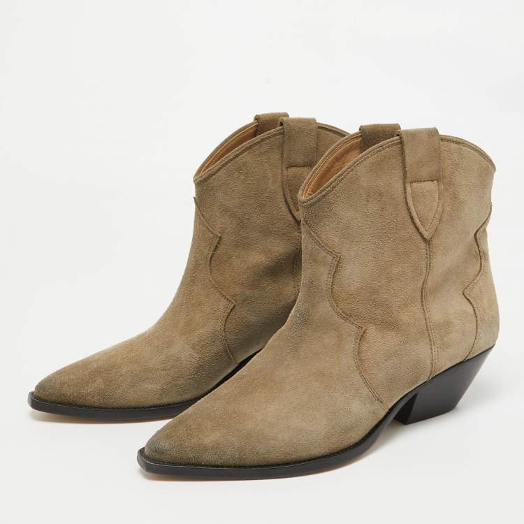 Pre Owned Isabel Marant Grey Suede Ankle Length Boots Size 41