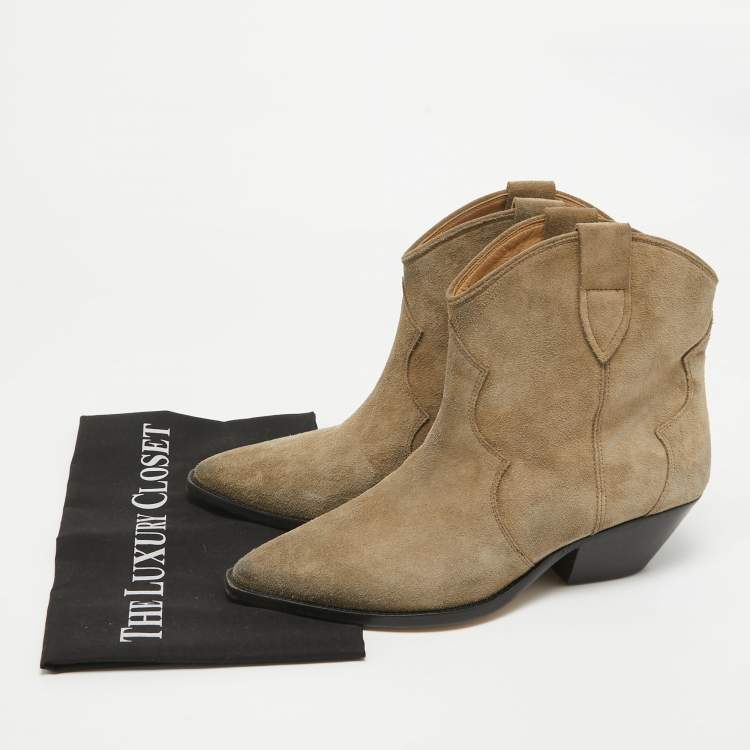 Pre Owned Isabel Marant Grey Suede Ankle Length Boots Size 41