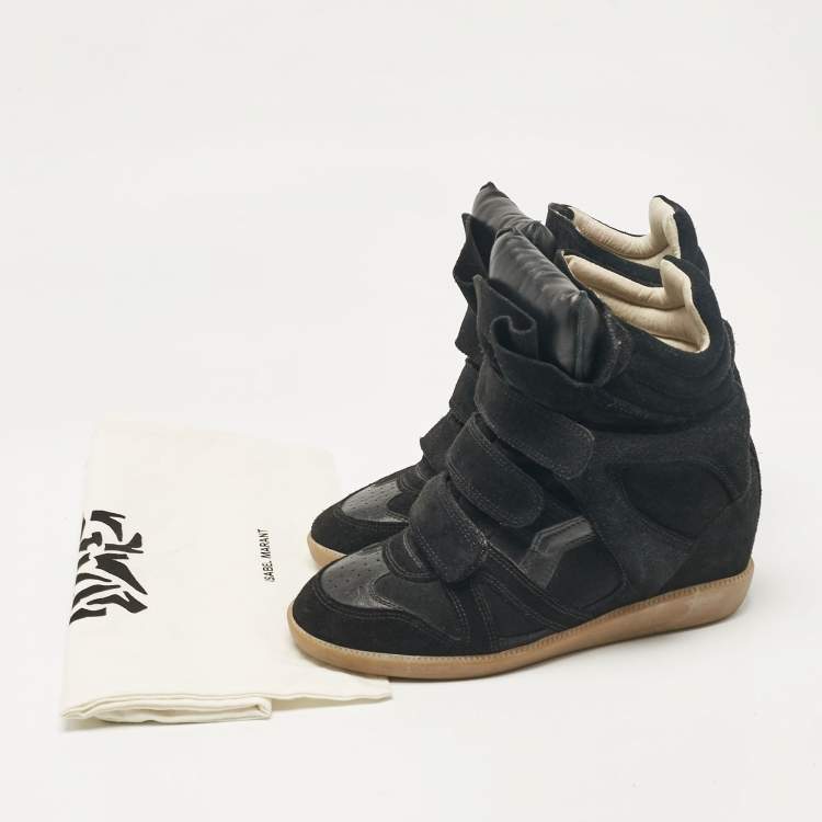 Pre Owned Isabel Marant Black Suede Bekett Wedge Sneakers Size 36