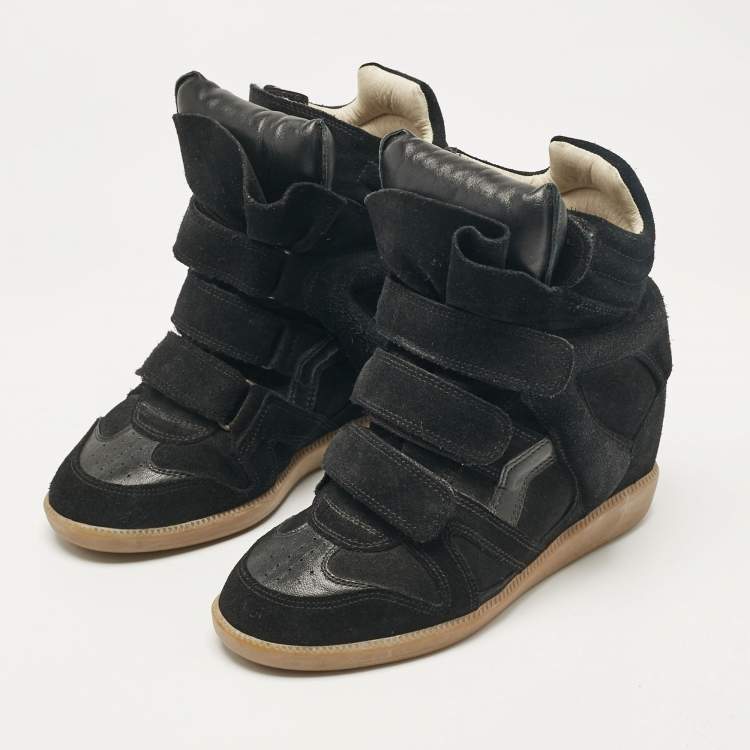 Pre Owned Isabel Marant Black Suede Bekett Wedge Sneakers Size 36