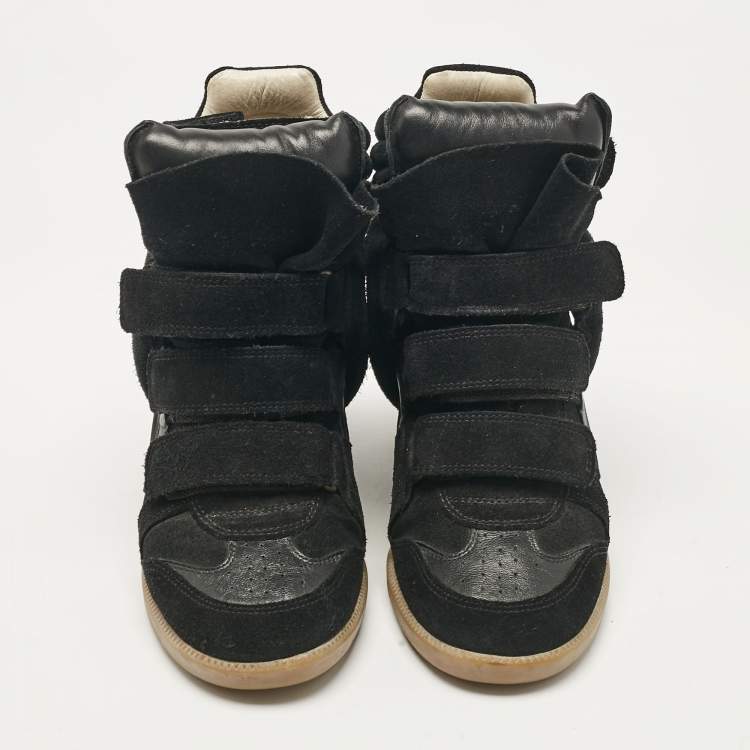 Pre Owned Isabel Marant Black Suede Bekett Wedge Sneakers Size 36