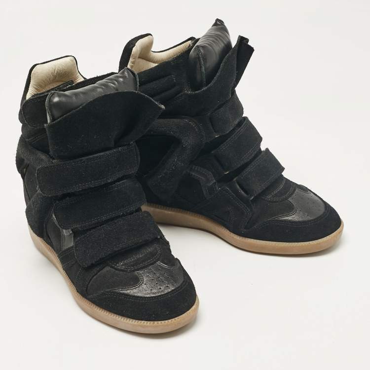 Pre Owned Isabel Marant Black Suede Bekett Wedge Sneakers Size 36