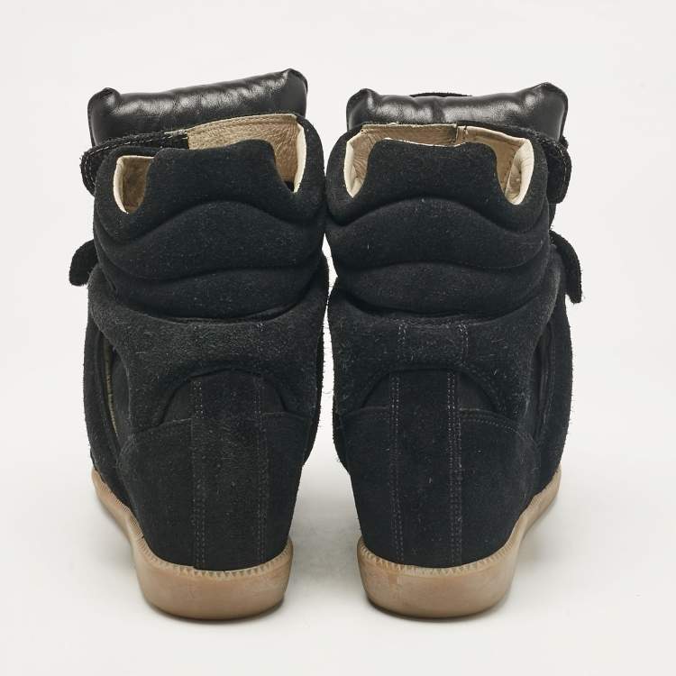 Pre Owned Isabel Marant Black Suede Bekett Wedge Sneakers Size 36