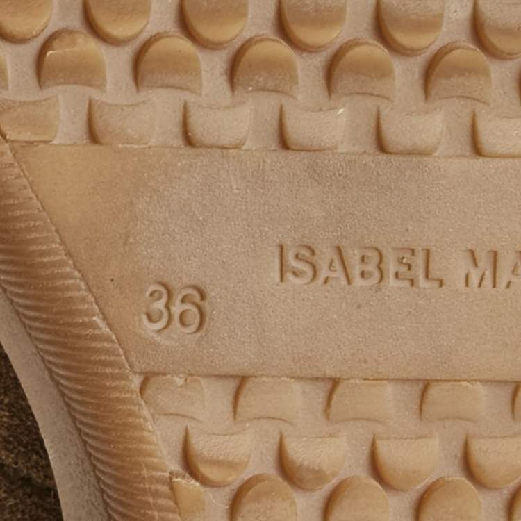 Pre Owned Isabel Marant Brown Suede Bobby Wedge Sneakers Size 36