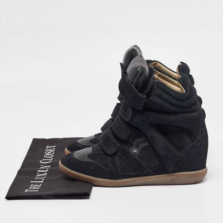 Pre Owned Isabel Marant Black Suede Bekett Wedge Sneakers Size 39