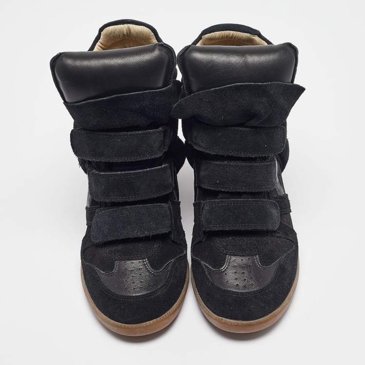 Pre Owned Isabel Marant Black Suede Bekett Wedge Sneakers Size 39