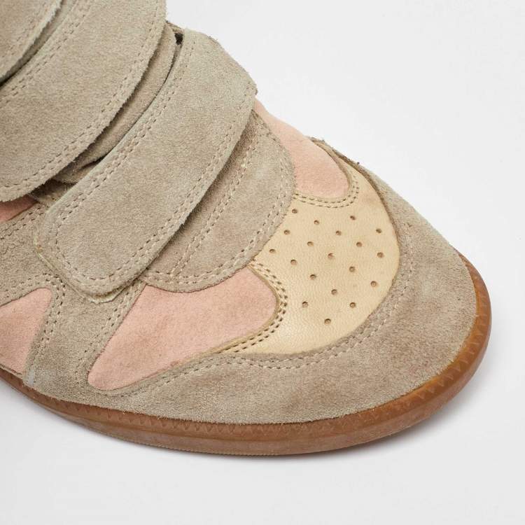 Pre Owned Isabel Marant Multicolor Suede and Leather Bekett Wedge Sneakers Size 40
