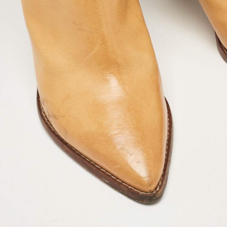 Pre Owned Isabel Marant Brown Leather Cowboy Knee Length Boots Size 38