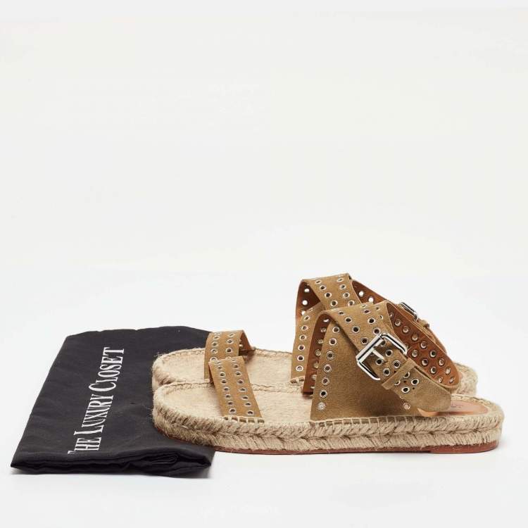 Pre Owned Isabel Marant Brown Suede Illya Espadrille Flat Sandals Size 39
