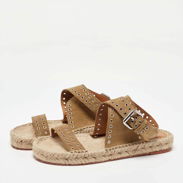 Pre Owned Isabel Marant Brown Suede Illya Espadrille Flat Sandals Size 39
