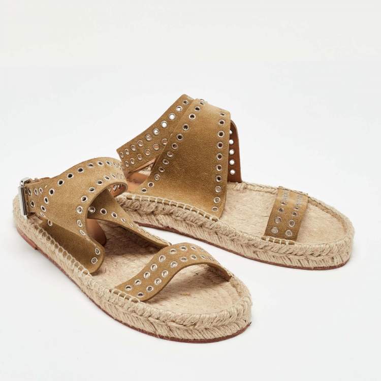 Pre Owned Isabel Marant Brown Suede Illya Espadrille Flat Sandals Size 39