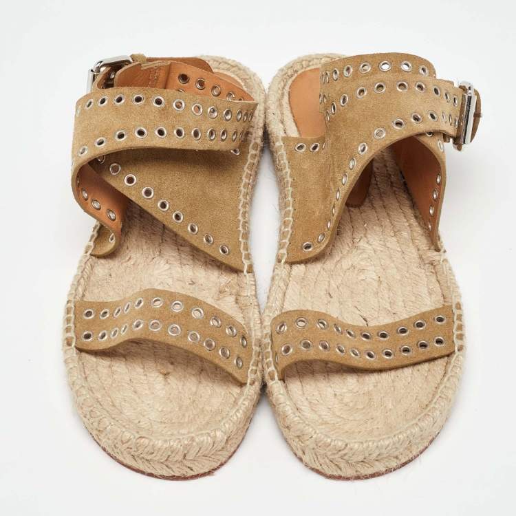 Pre Owned Isabel Marant Brown Suede Illya Espadrille Flat Sandals Size 39