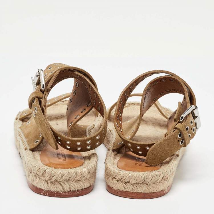 Pre Owned Isabel Marant Brown Suede Illya Espadrille Flat Sandals Size 39