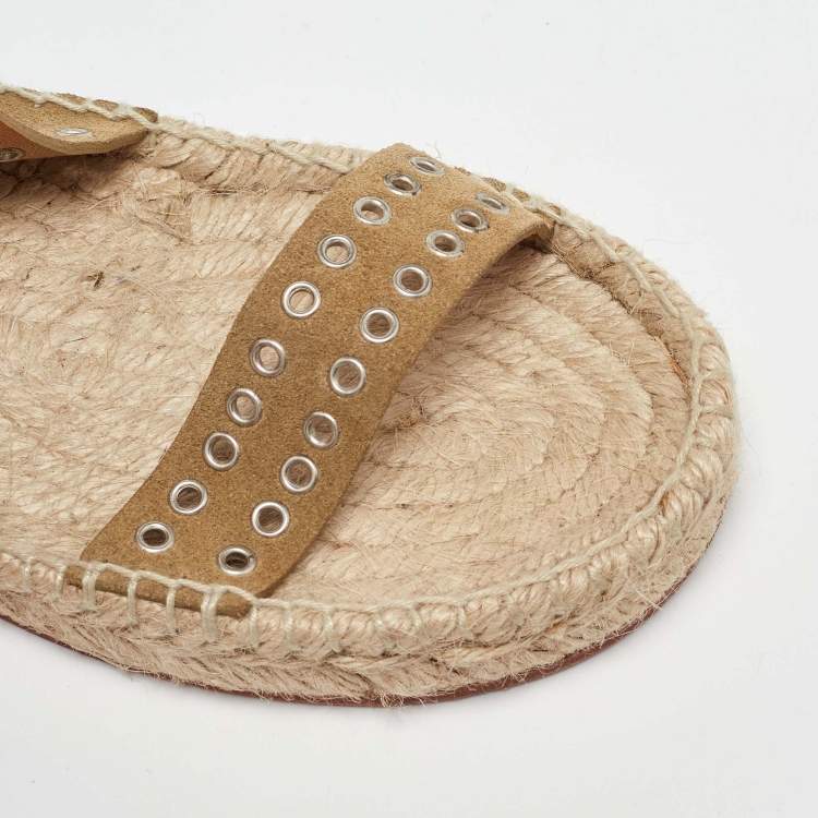 Pre Owned Isabel Marant Brown Suede Illya Espadrille Flat Sandals Size 39