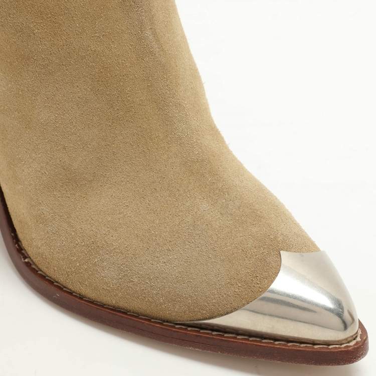 Pre Owned Isabel Marant Green Suede Lamsy Ankle Boots Size 36