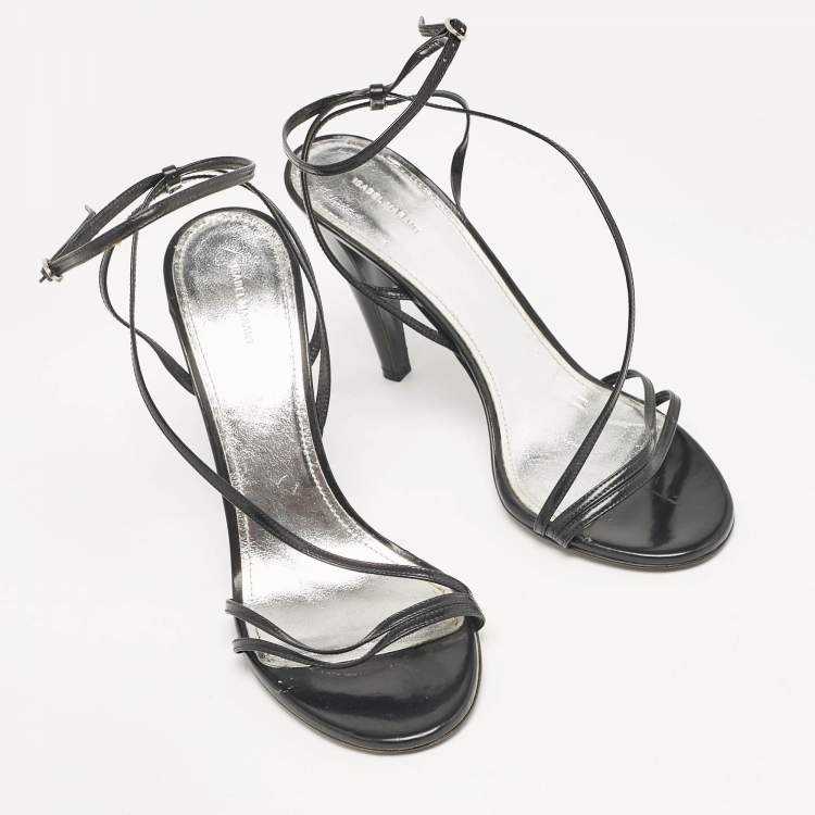 Pre Owned Isabel Marant Black Patent Ankle Strap Sandals Size 40