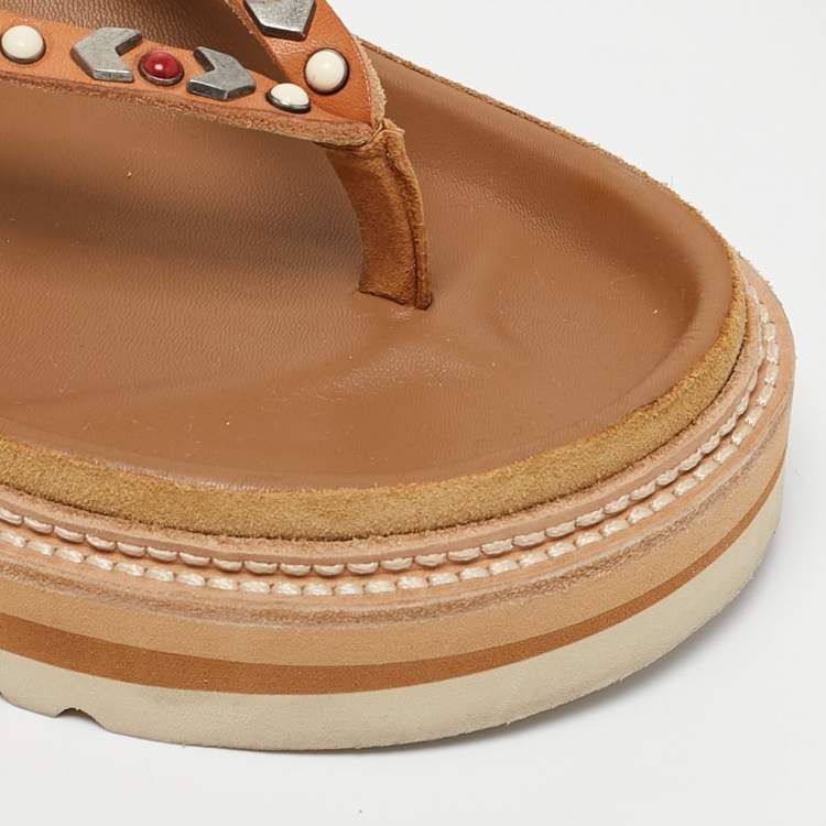 Pre Owned Isabel Marant Brown Leather Elham Flat Sandals Size 40