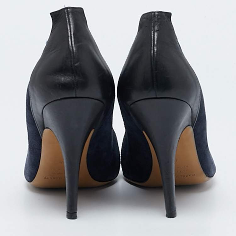 Pre Owned Isabel Marant Navy Blue Suede and Leather Pointed Toe Pumps Size 40