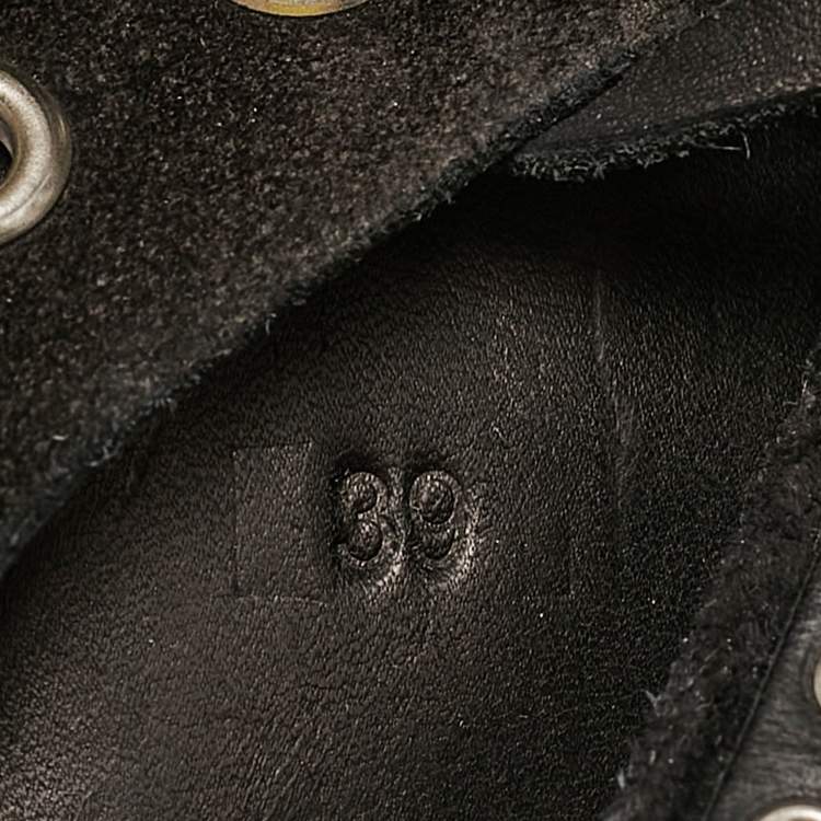 Pre Owned Isabel Marant Black Suede Milla Eyelet Ankle Boots Size 39