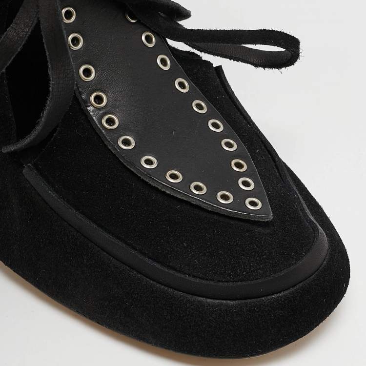 Pre Owned Isabel Marant Black Suede Milla Eyelet Ankle Boots Size 39