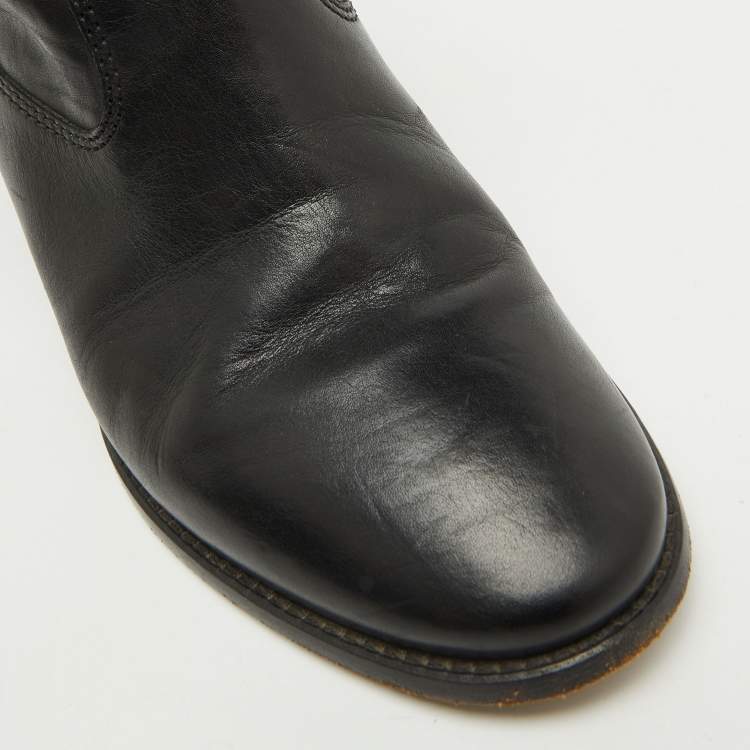 Pre Owned Isabel Marant Black Leather Ankle Length Boots Size 38