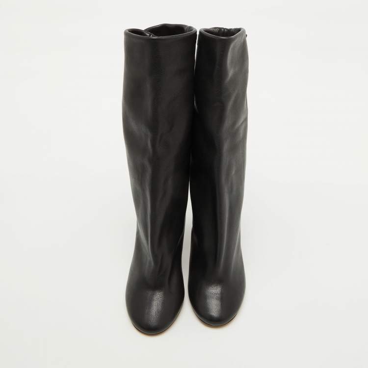 Pre Owned Isabel Marant Black Leather Calf Length Boots Size 36