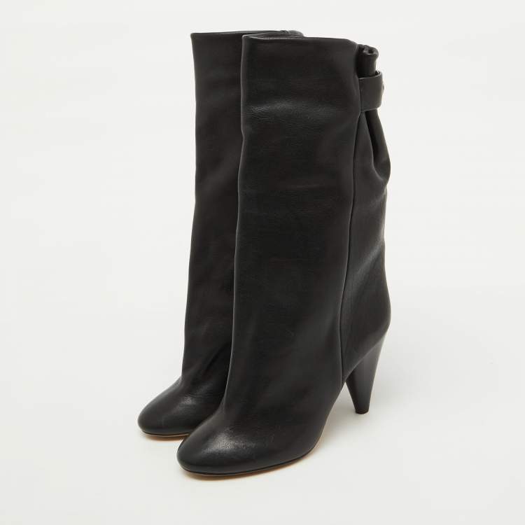 Pre Owned Isabel Marant Black Leather Calf Length Boots Size 36