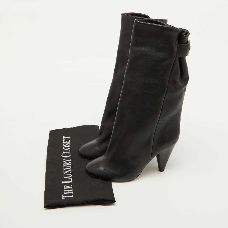 Pre Owned Isabel Marant Black Leather Calf Length Boots Size 36