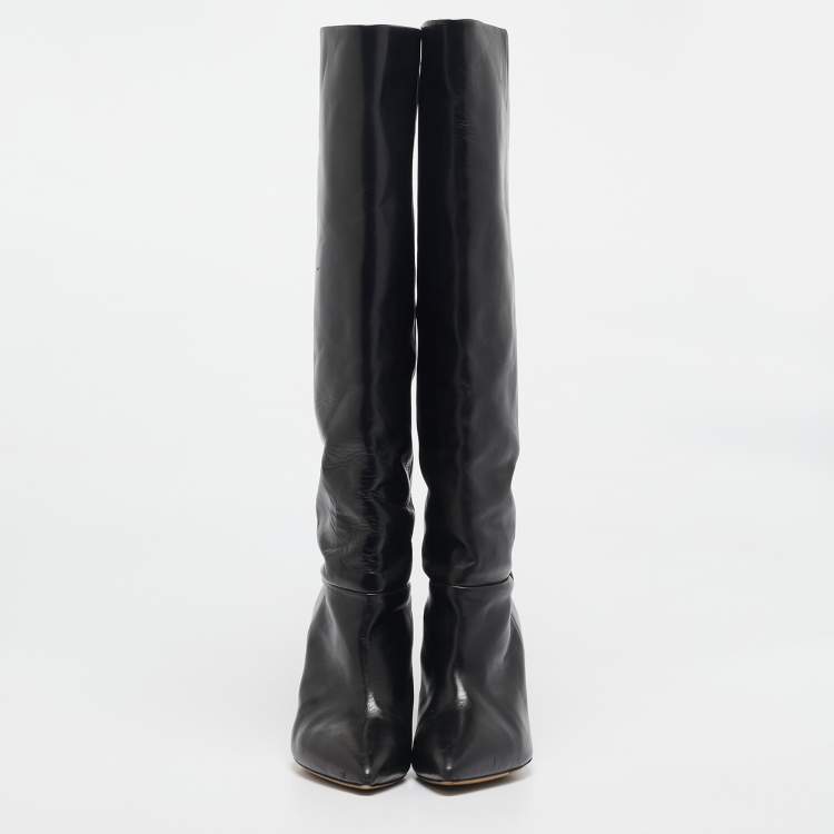 Pre Owned Isabel Marant Black Leather Knee Length Boots Size 41