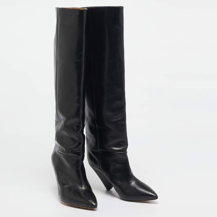 Pre Owned Isabel Marant Black Leather Knee Length Boots Size 41