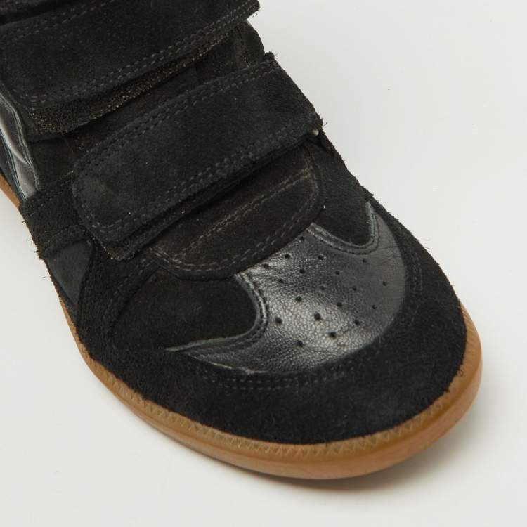 Pre Owned Isabel Marant Black Suede and Leather Bekett Wedge Sneakers Size 40