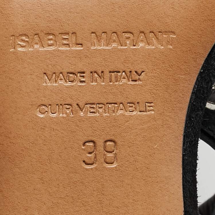 Pre Owned Isabel Marant Black Suede Crystal Embellished Ankle Strap Sandals Size 38