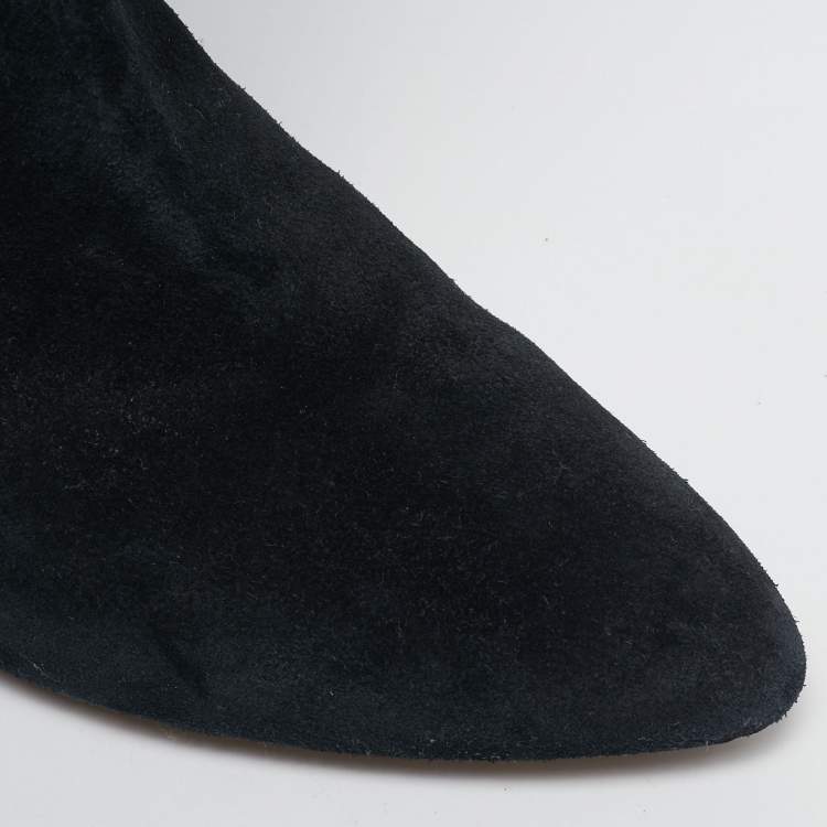 Pre Owned Isabel Marant Black Suede Midcalf Boots Size 41 
